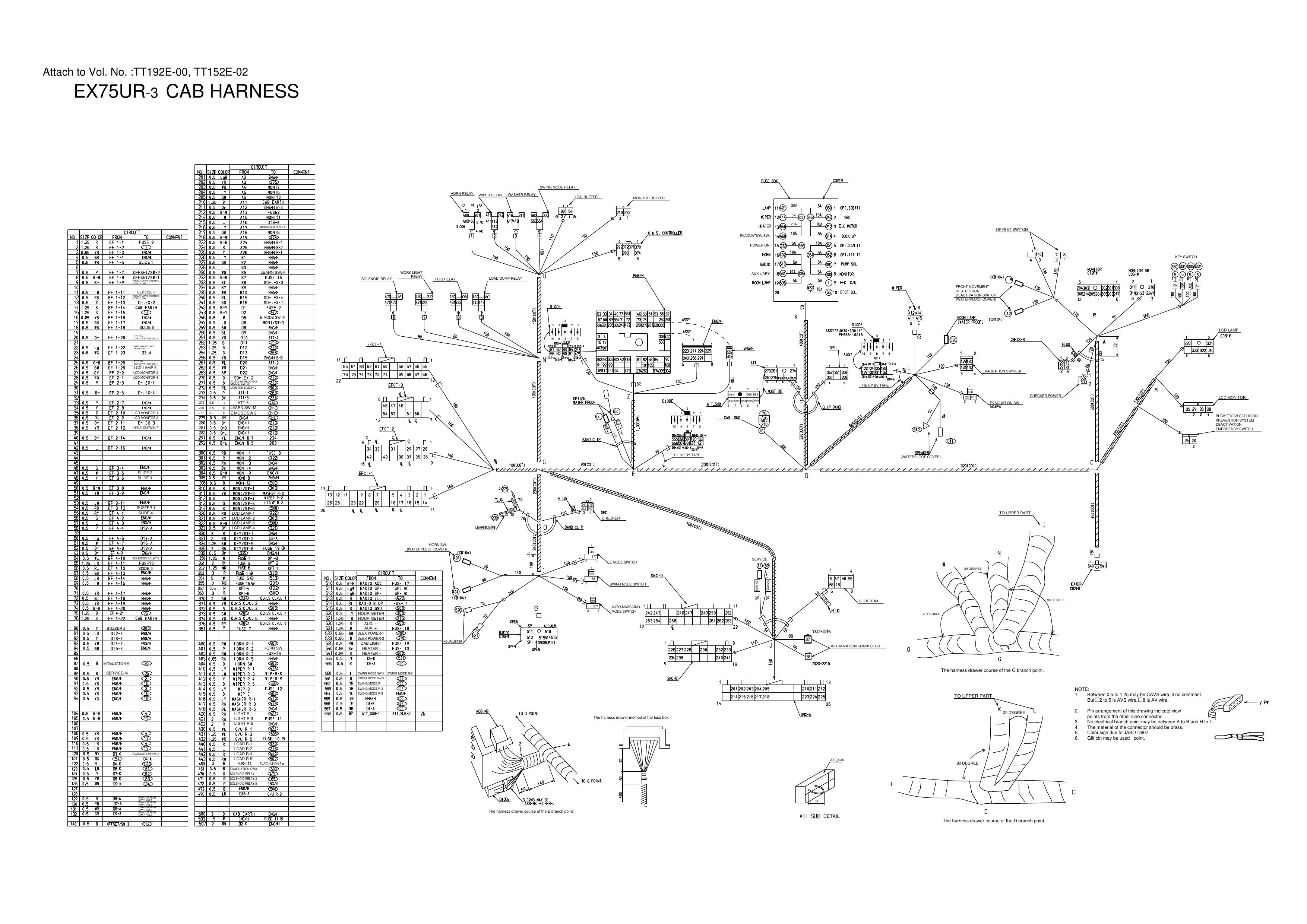 EX75UR-3 HITACHI HYDRAULIC CIRCUIT ELECTRICAL CIRCUIT DIAGRAM